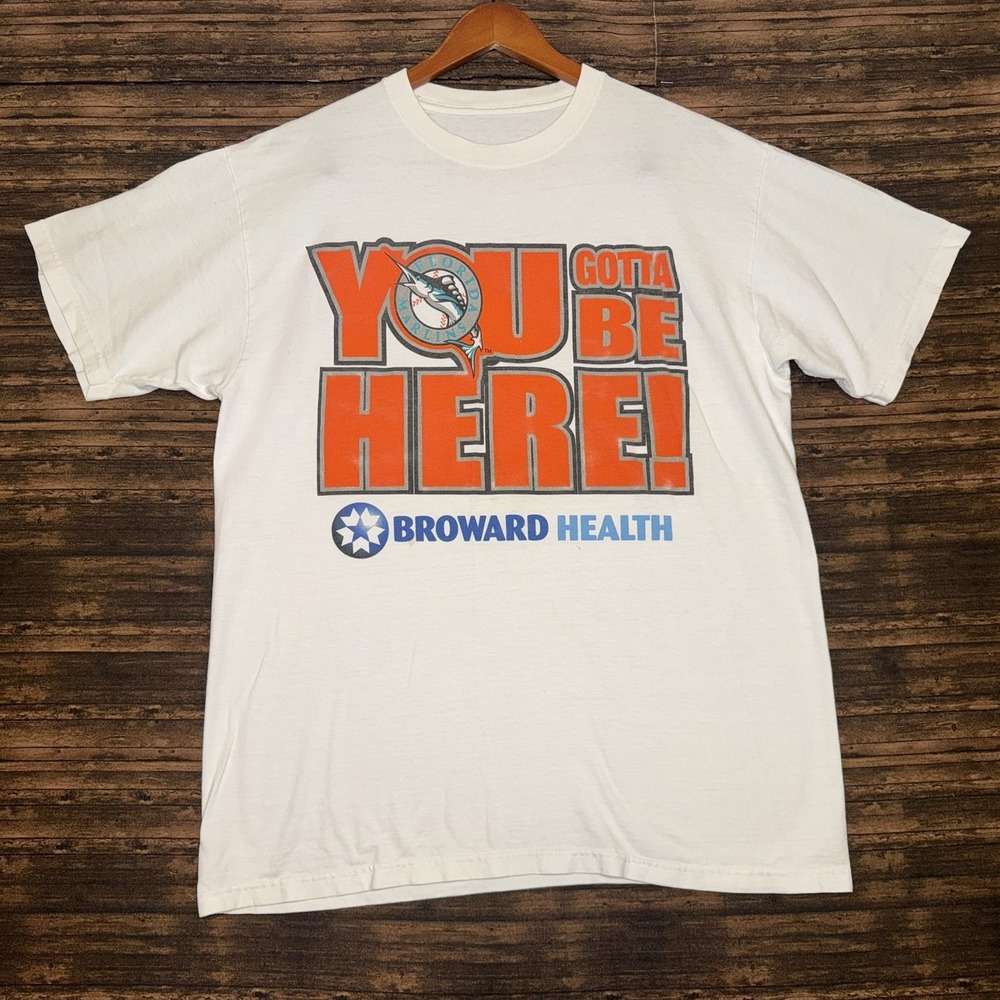 Vintage Florida Marlins You Gotta Be Here T-Shirt Size M 90s MLB Baseball Tee